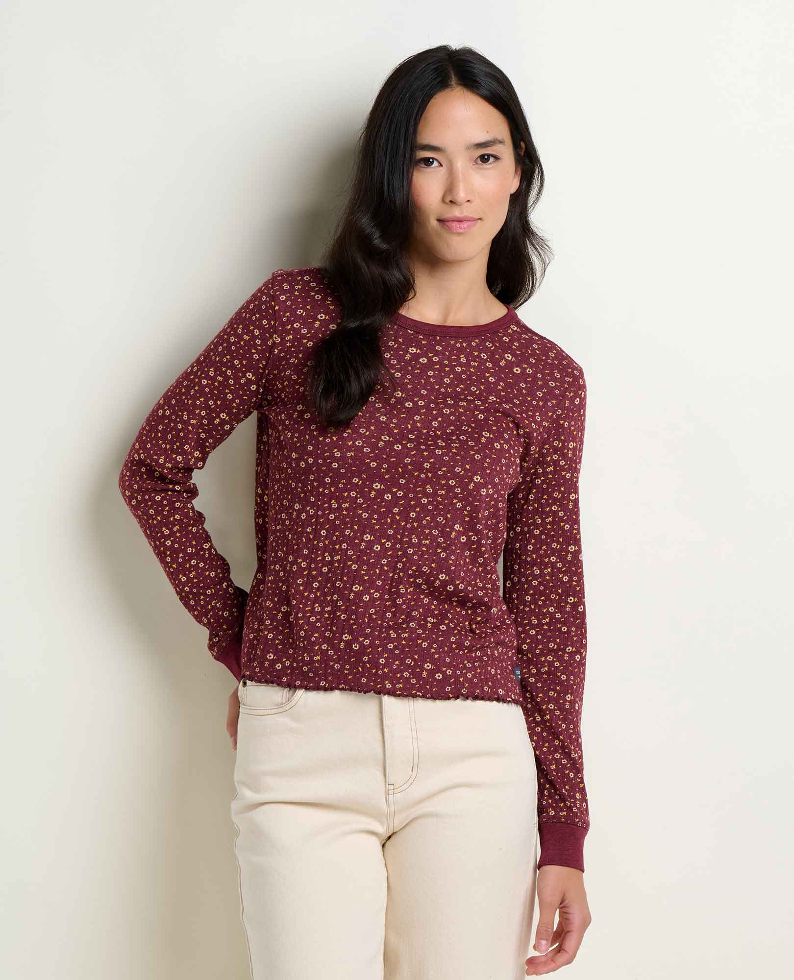 Foothill Pointelle Long Sleeve Crew
